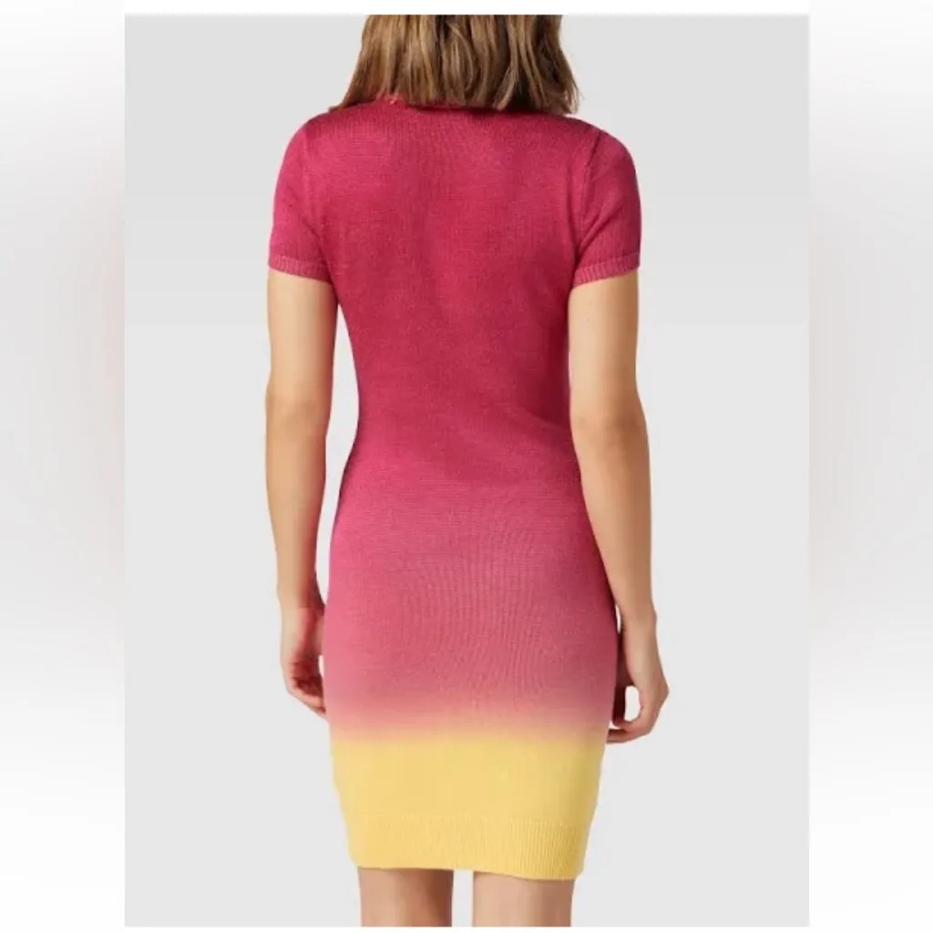 Lauren Ralph Lauren Pink and Yellow Mini Dress Elegant Dip Dyed Jersey Casual - Image 5