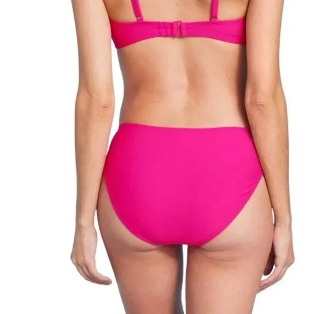 Shade & Shore Ring Detail Low Rise High Leg Hot Pink Bikini Bottom XS - Image 2