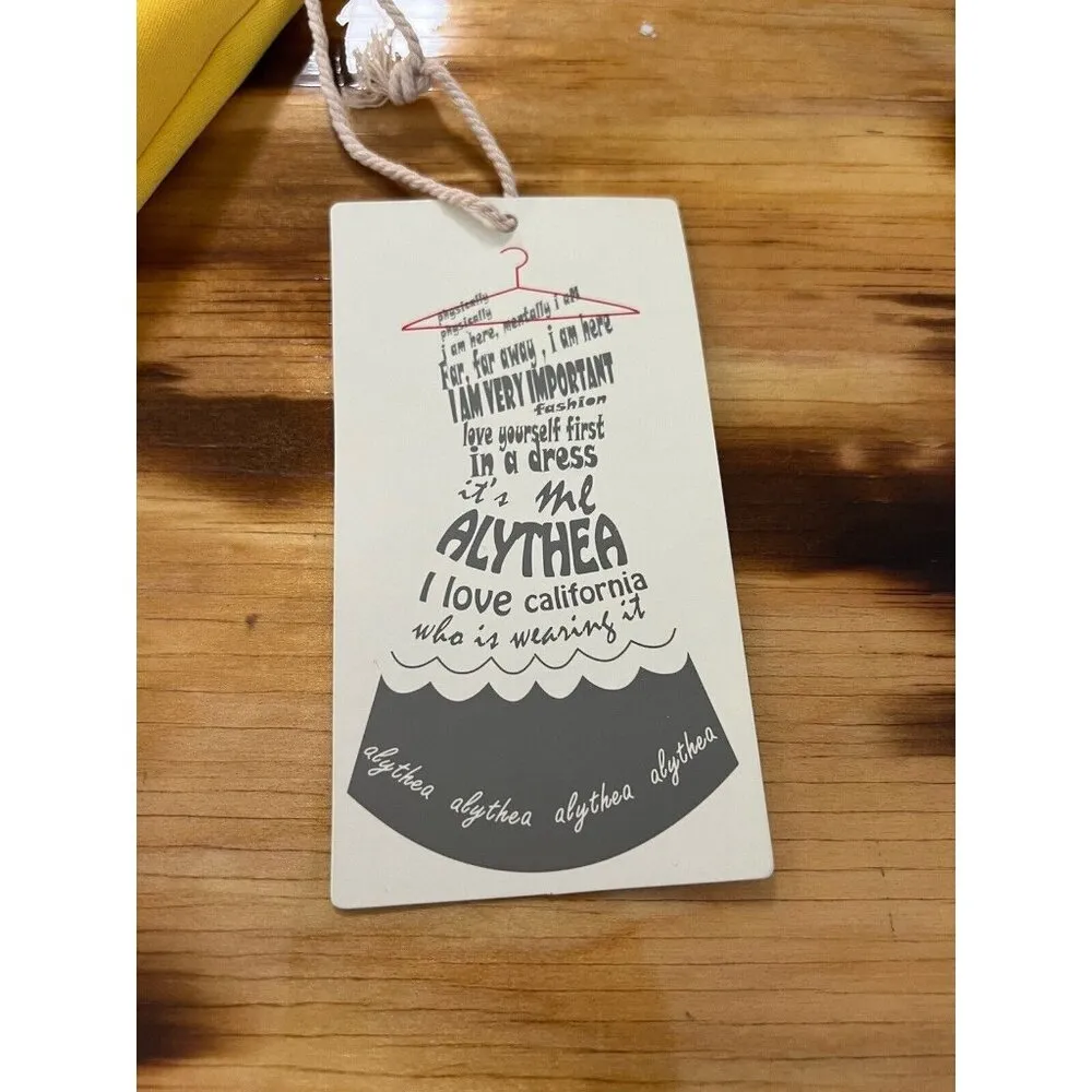 Alythea Yellow Cropped Women Bohemian Cotton Blend Top Size Large Party Sexy NWT - Image 9