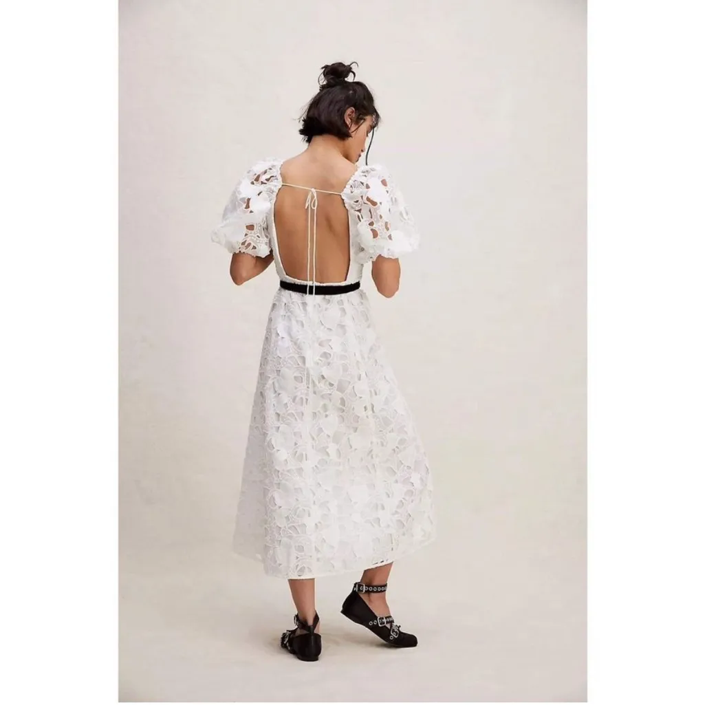 NWT NEW For Love & Lemons Free People Marlene Midi Dress White Lace Size Small S - Image 9