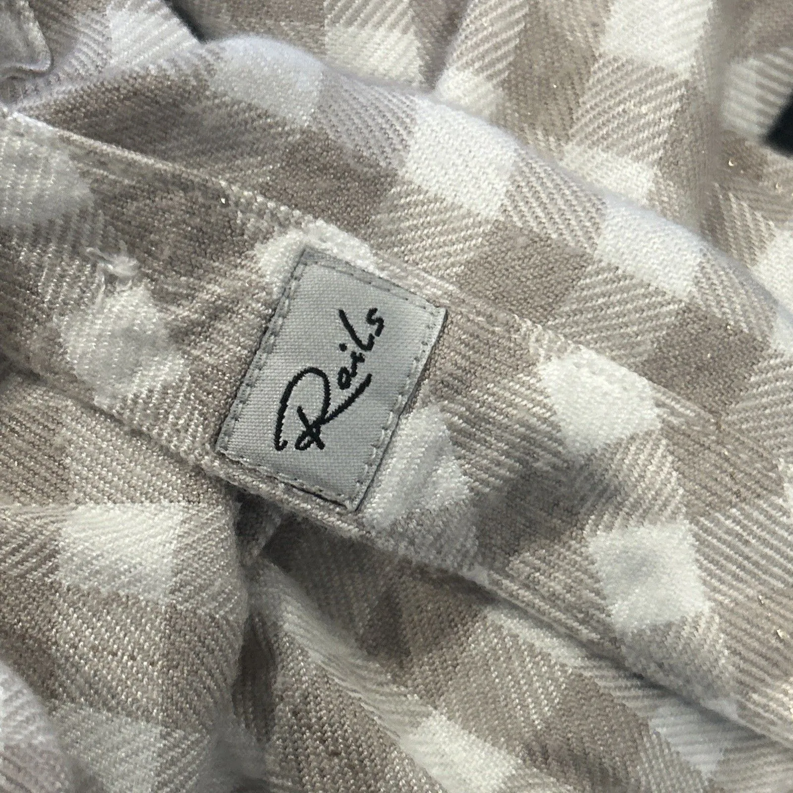 Rails Shirt Womens XS Plaid Flannel Button Down Hunter Long Sleeve Cream Tan - Image 4