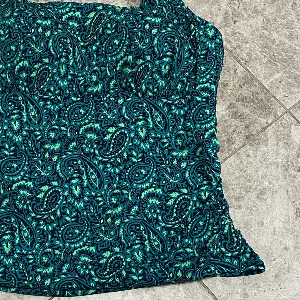 Lands End Plus Size Long Torso Square Neck Halter Tankini Swim Top 22W/L Blue - Image 5