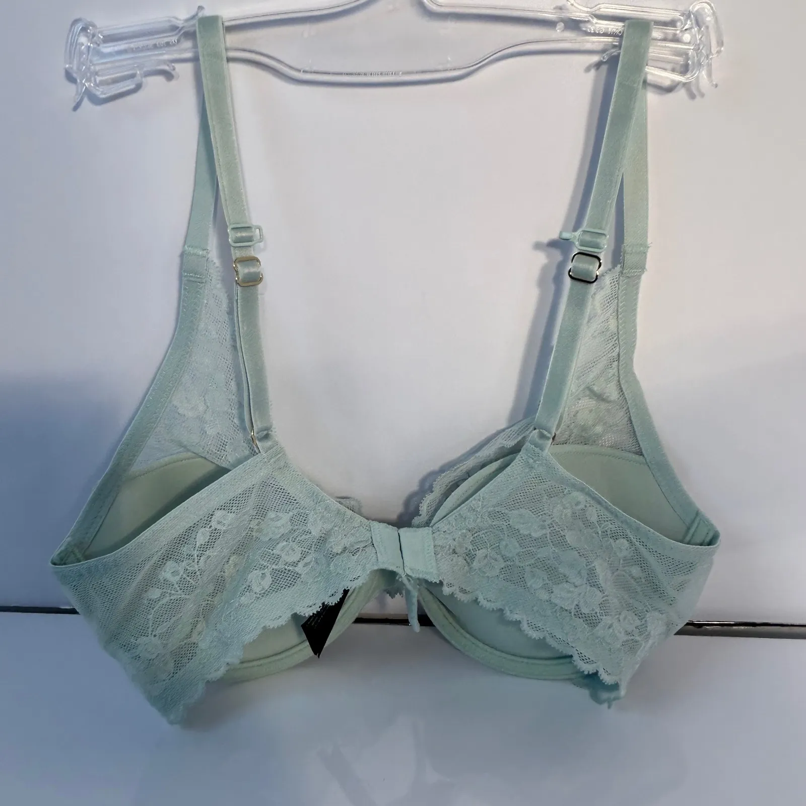 Natori Sage Green Lace Trim Underwire Balconette Bra 32C - Image 5
