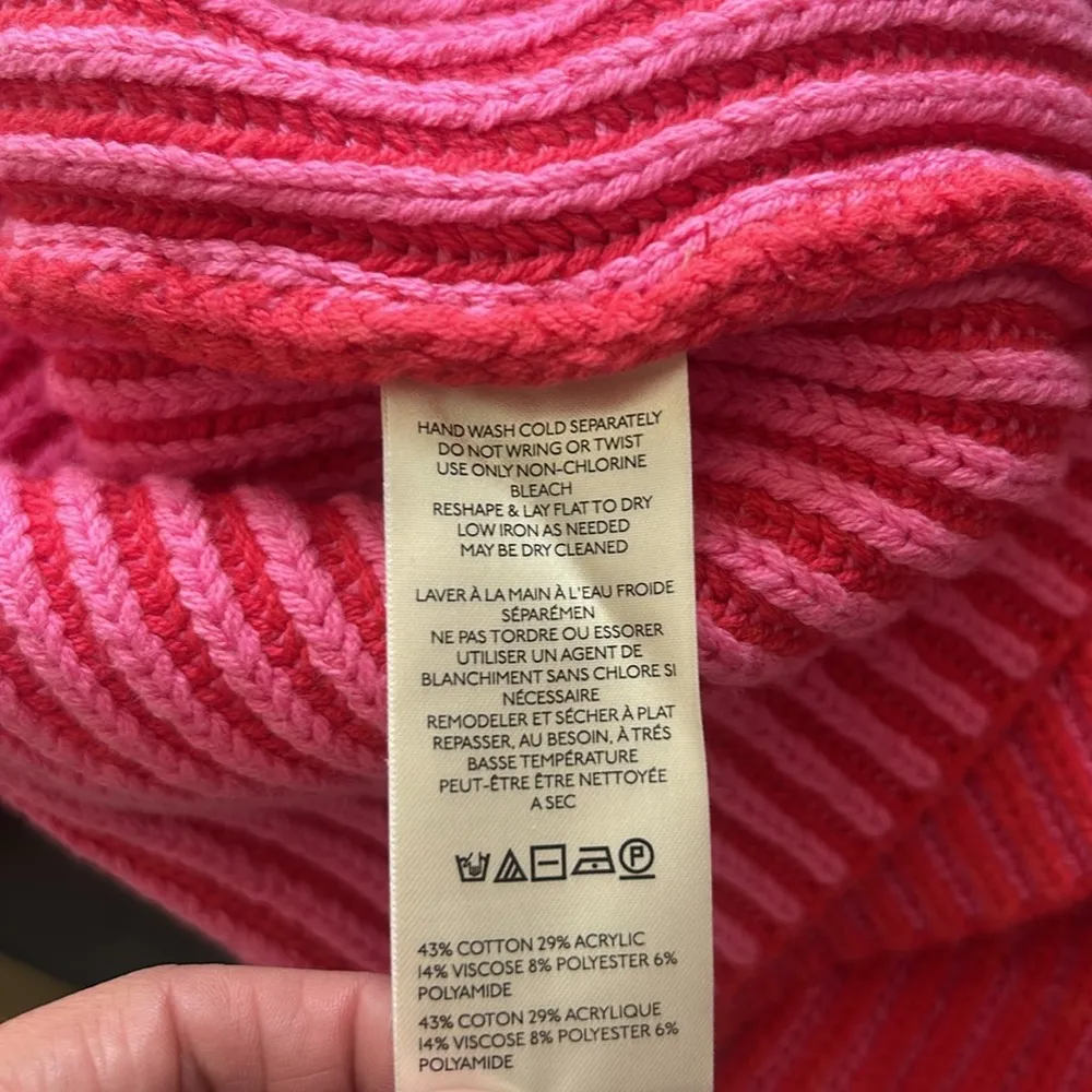 Free People Charlotte Blossom Glow Pink Rose Boho Oversized Sweater Sz Med NWT - Image 13