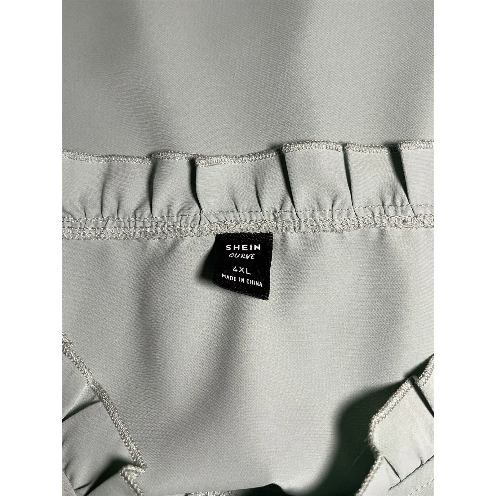 Shein Curve Blouse Womens Plus Size 4XL Sage Green Solid Ruffles - Image 6