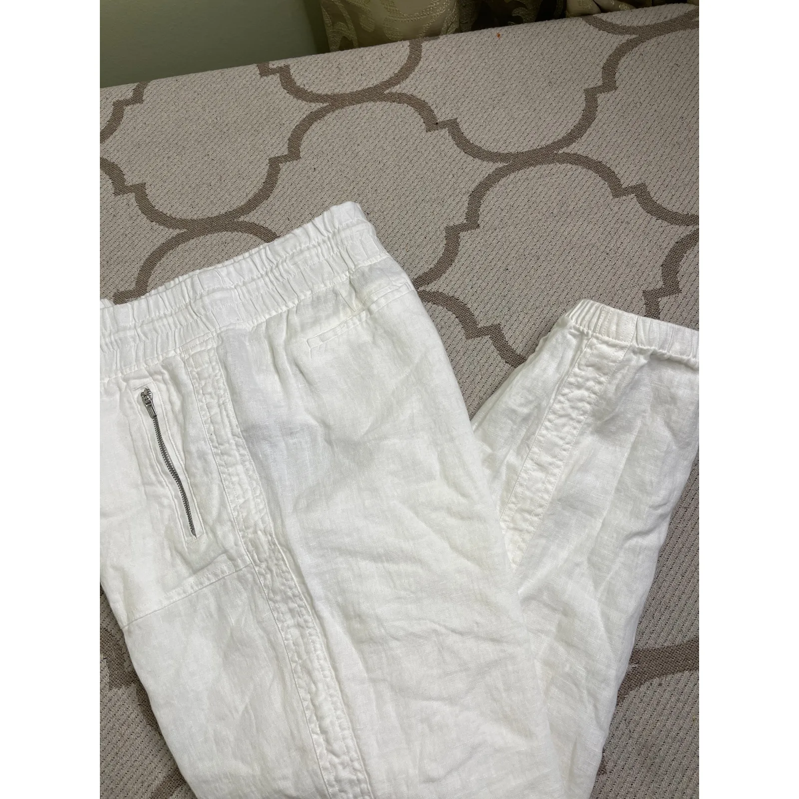 Athleta Cabo Linen Jogger Pant, Calla Lily White size 12, s/530642-01, v/ 003489 - Image 16