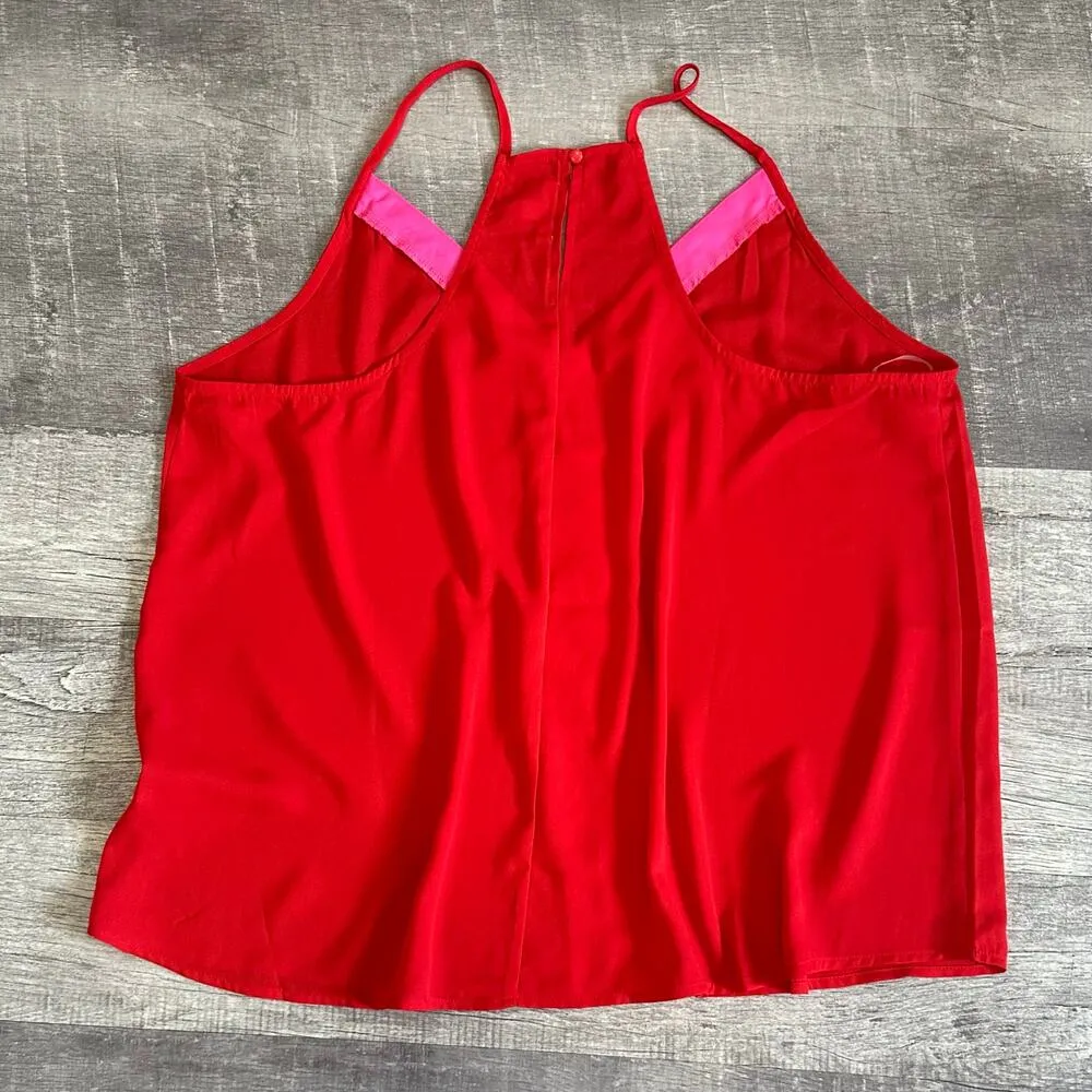 Main Strip Chiffon Colorblock Tank Top Womens Plus 3X Red Pink Feminine Flirty - Image 4