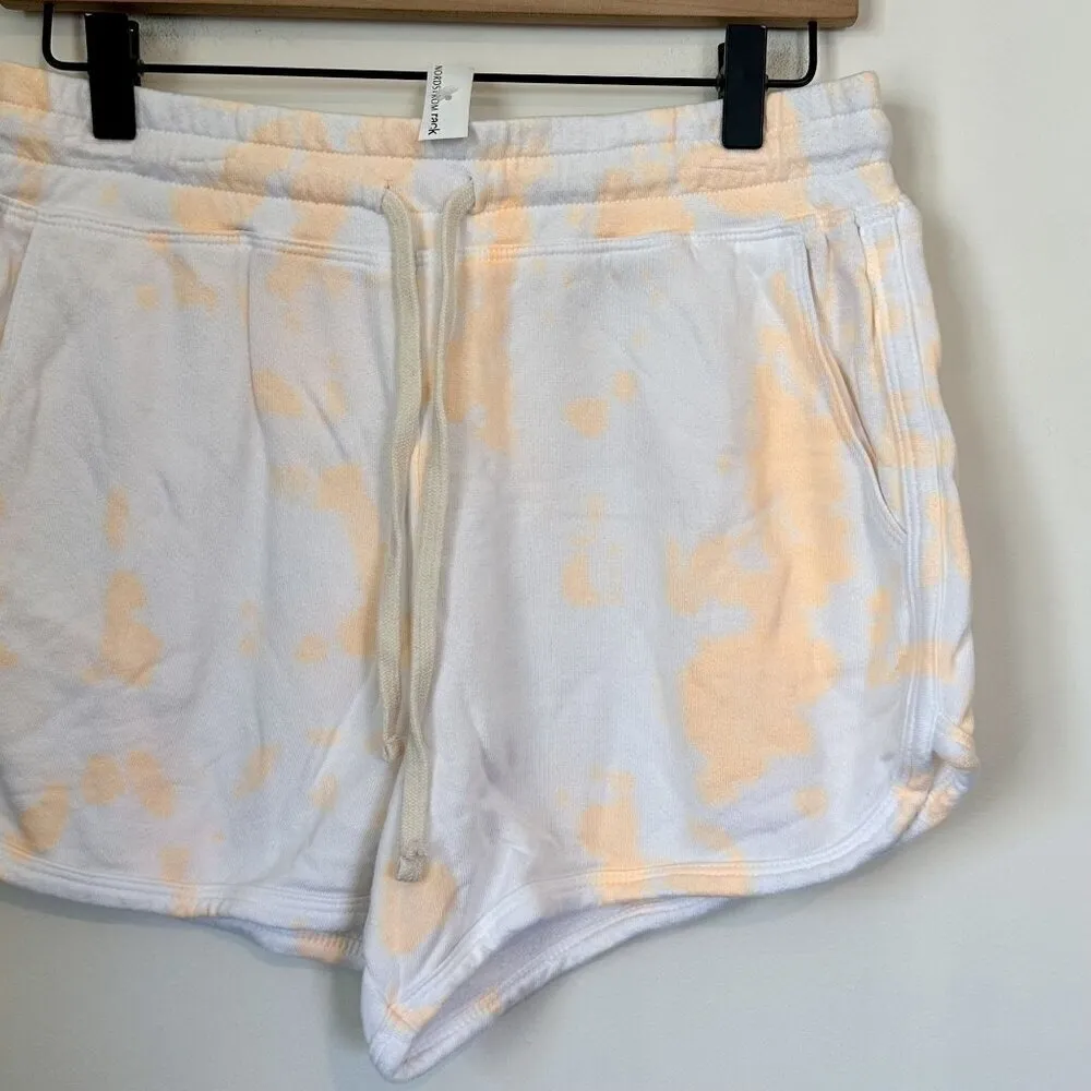 NWT Sundry Drawstring Waist Terry Sweat Shorts White Orange Cream Tie Dye - 2(M) - Image 3