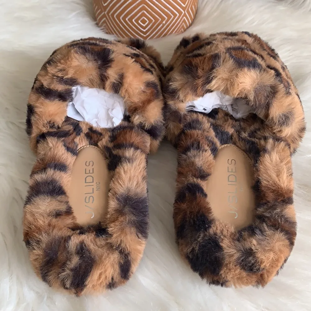 nwob // j/slides lovlie leopard faux fur slides - Image 99