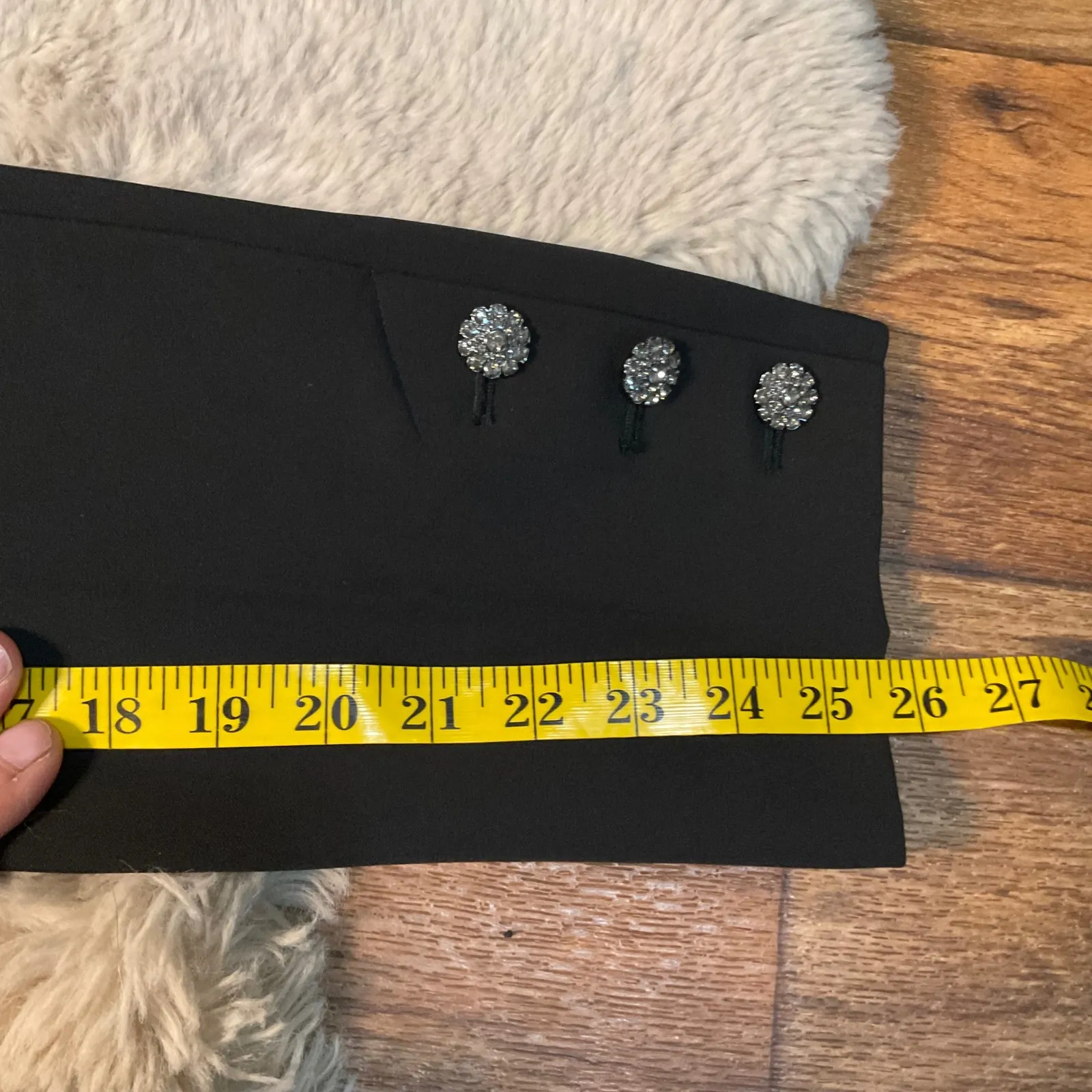 Kate Spade Pants Trousers Size 0 Black Jewel Button Detail On Hem Side Zip Women - Image 5