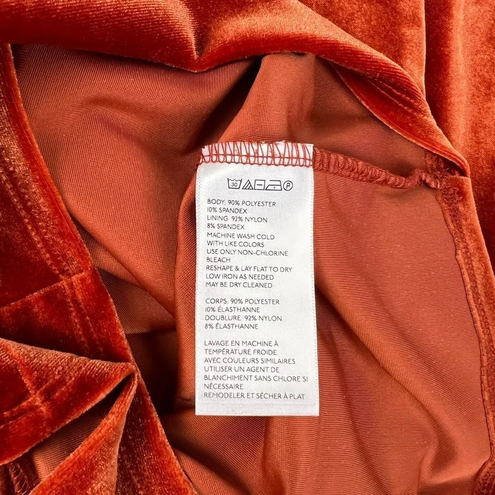 Urban Outfitters Goldmine Velvet Long Sleeve Romper Terra Cotta Orange Size XS - Image 6