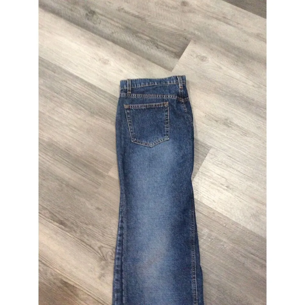 Y2K Fringed Paris Blues split front maxi denim skirt size 13 vintage pockets - Image 2