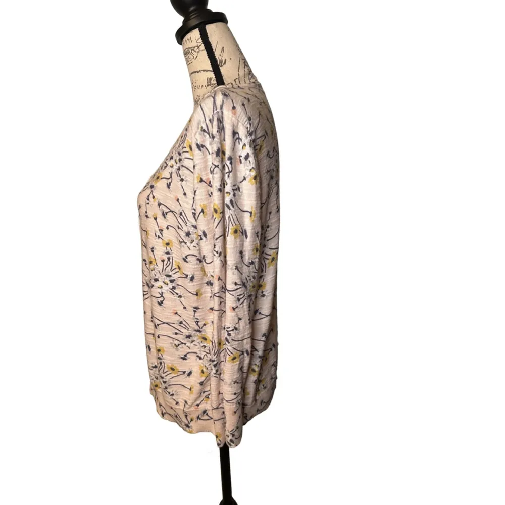 LOFT Large Light Pink Floral Cardigan - Image 4