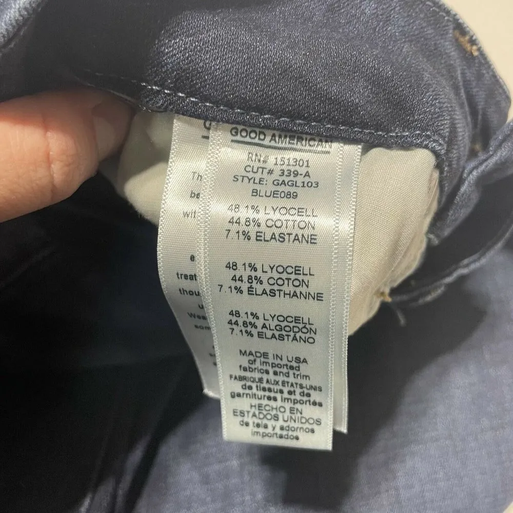 Good American Dark Wash Good Legs Skinny Jeans Stretch Size 0/25 - Image 4