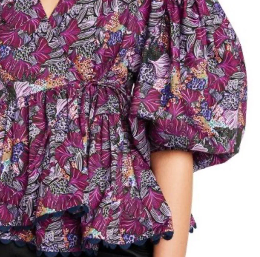 Kika Vargas x Target Wrap Top Size Medium Coral Reef Scalloped Edge Purple NWT - Image 5