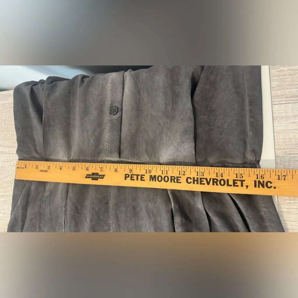 Soft Surroundings Camilla Jumpsuit Front Tie Button Grey Wide Leg Relaxed Med - Image 7