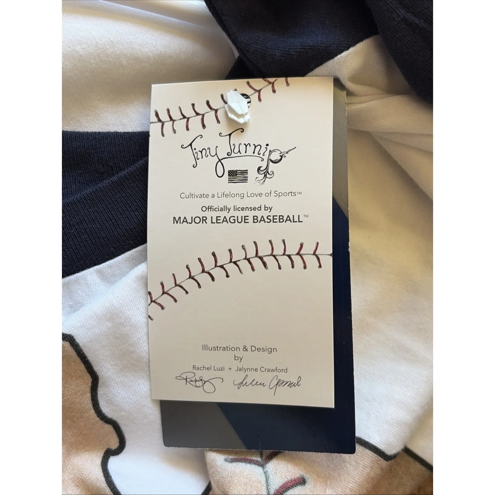 TT Gear Tiny Turnip MLB Detroit Baseball Glove Michigan Raglan Tee Shirt Medium Blue - Image 5