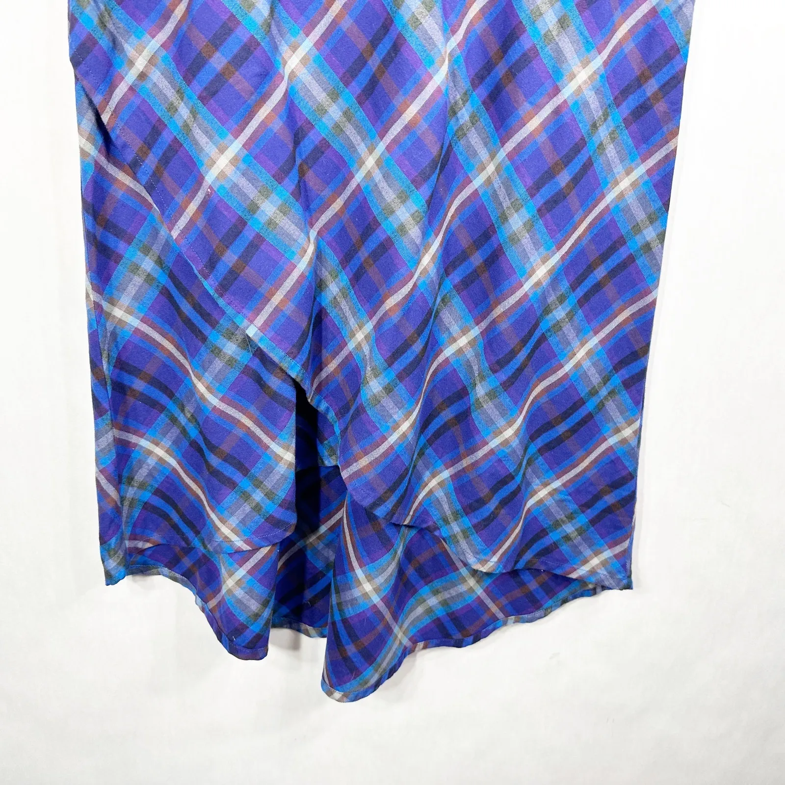 Patagonia Size 6 Dress Blue‎ Purple Plaid Midi Long Short Sleeve Shift 1135 - Image 8