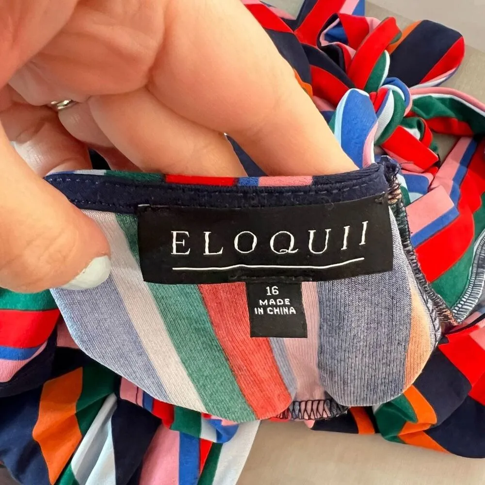 Eloquii colorful striped mock neck 3/4 sleeve dress size 16 - Image 8