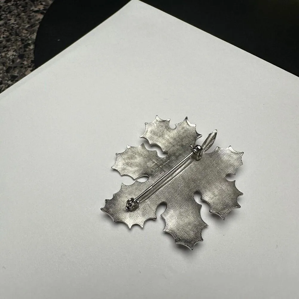 Vintage Giovanni Textured Leaf Silver Tone Signed Brooch Pin Fall / Autumn - Image 7