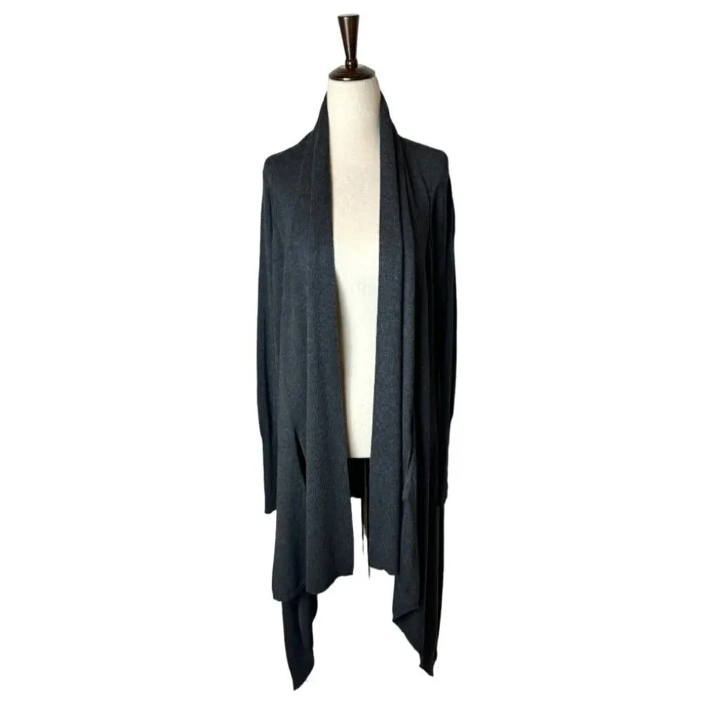 Ted Baker London Charcoal Gray Kristo Waterfall‎ Asymmetric Cardigan Sweater 8 - Image 3