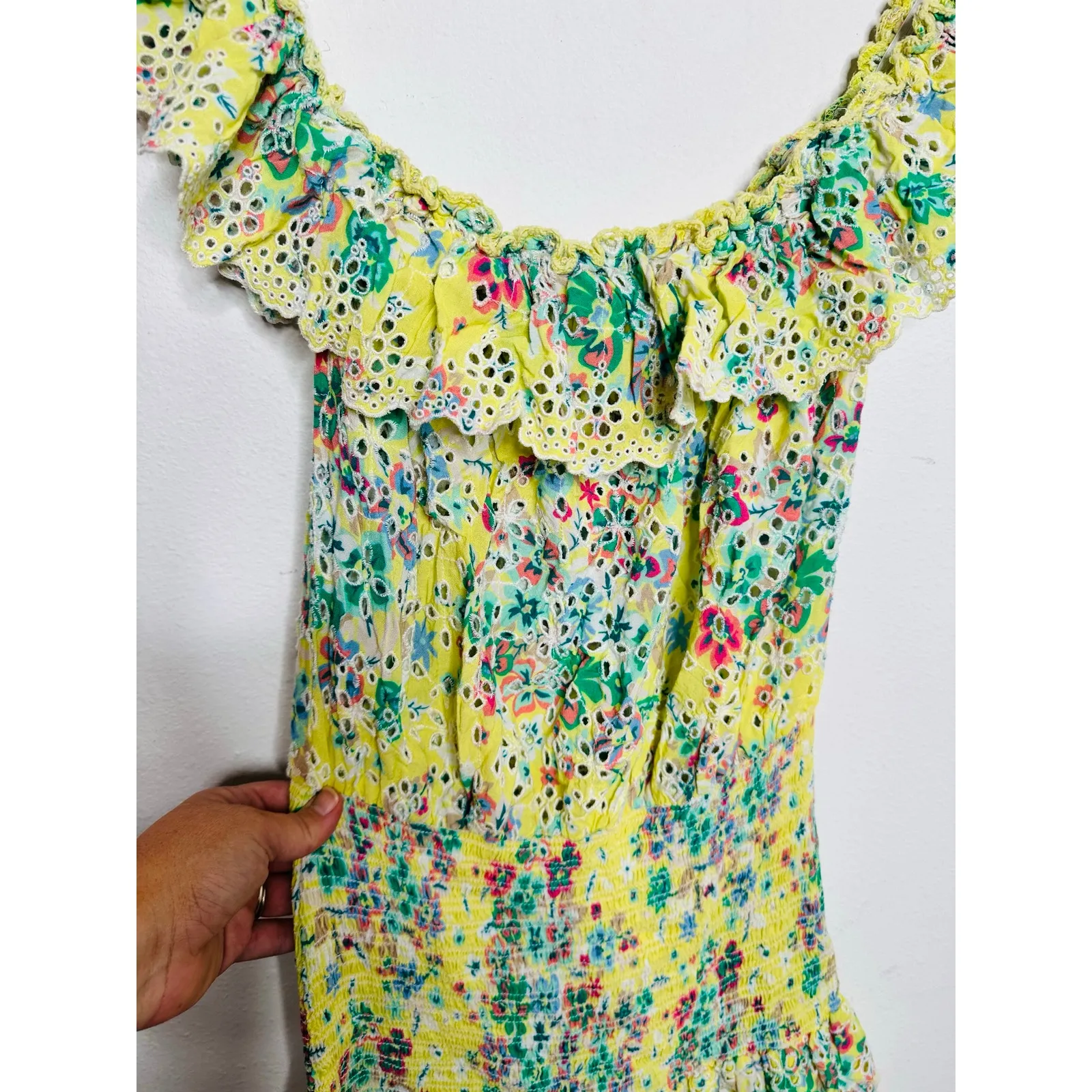 RAMY BROOK Yellow Floral Off-The-Shoulder Ruffles McKenna Dress size Large - Image 8