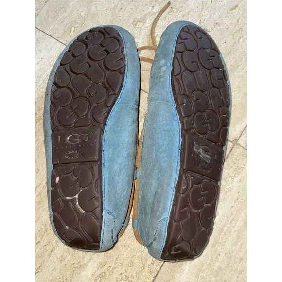 UGG DAKOTA SUEDE/ SHEEPWOOL MOCCASIN SLIPPERS, WOMEN US 7 Blue‎ - Image 6