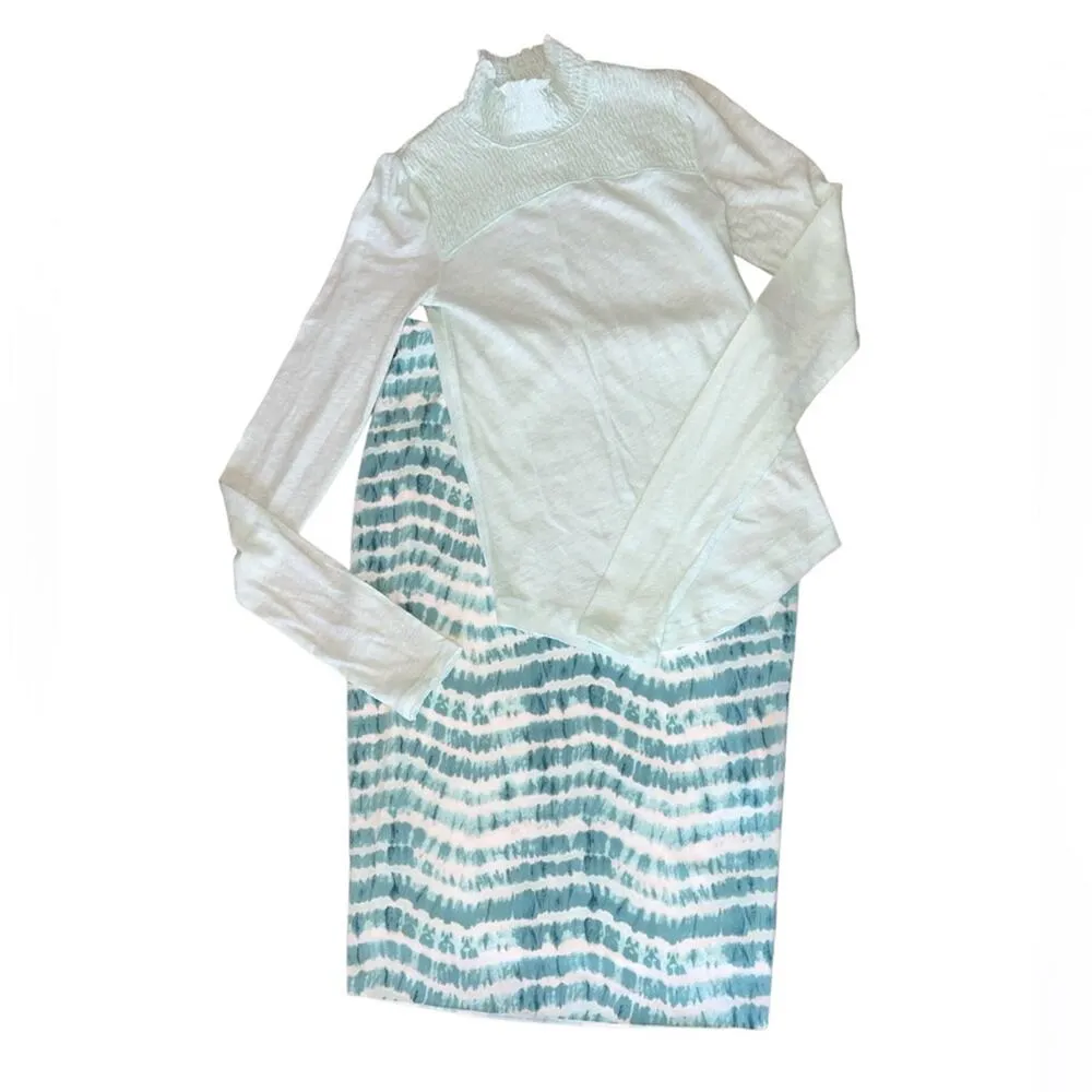 Vince Camuto Mosaic Seas Teal Stripe Ponte Skirt size Small NWOT - Image 3