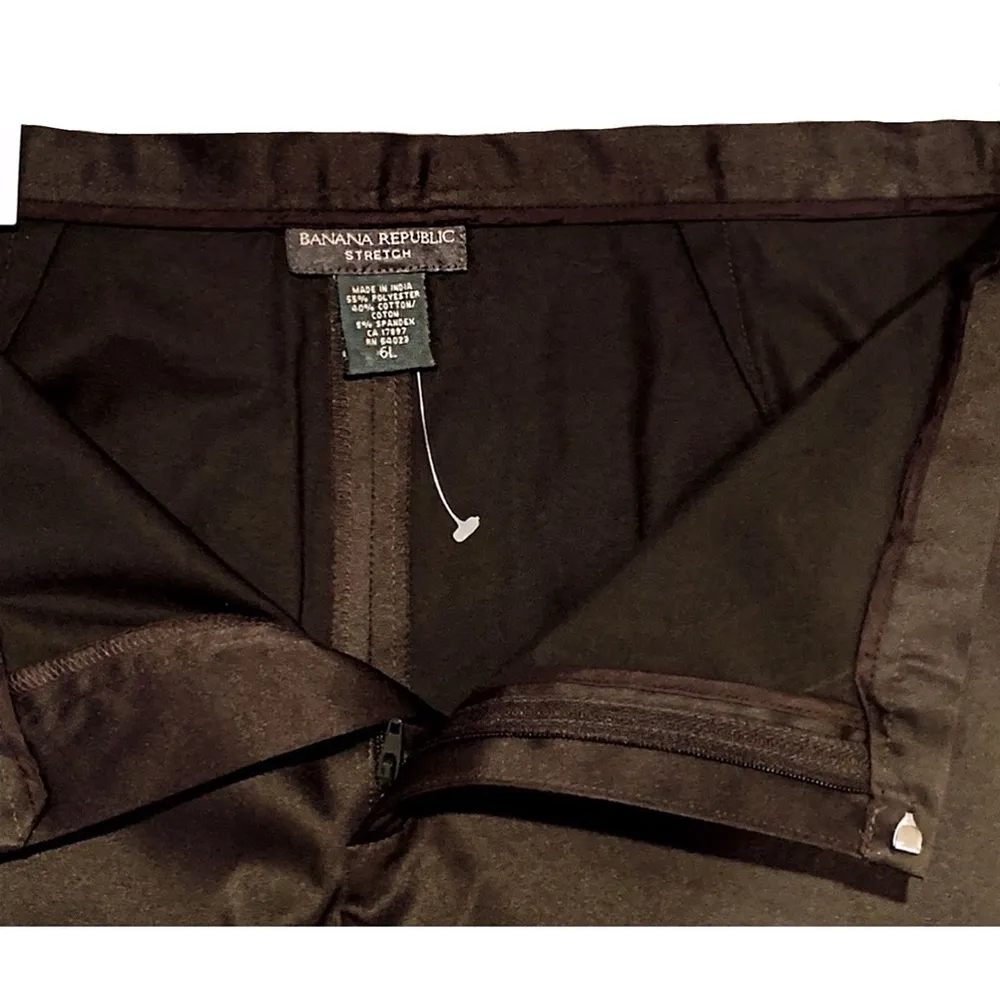 NWT Brown Stretch “Cotton Sateen” Flat Waist Pants Size 6L - Image 4