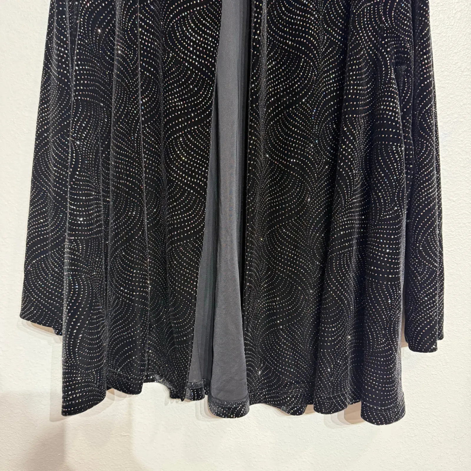 MSK Black Rhinestone Open Front Drape Cardigan Sz L Size L - Image 4