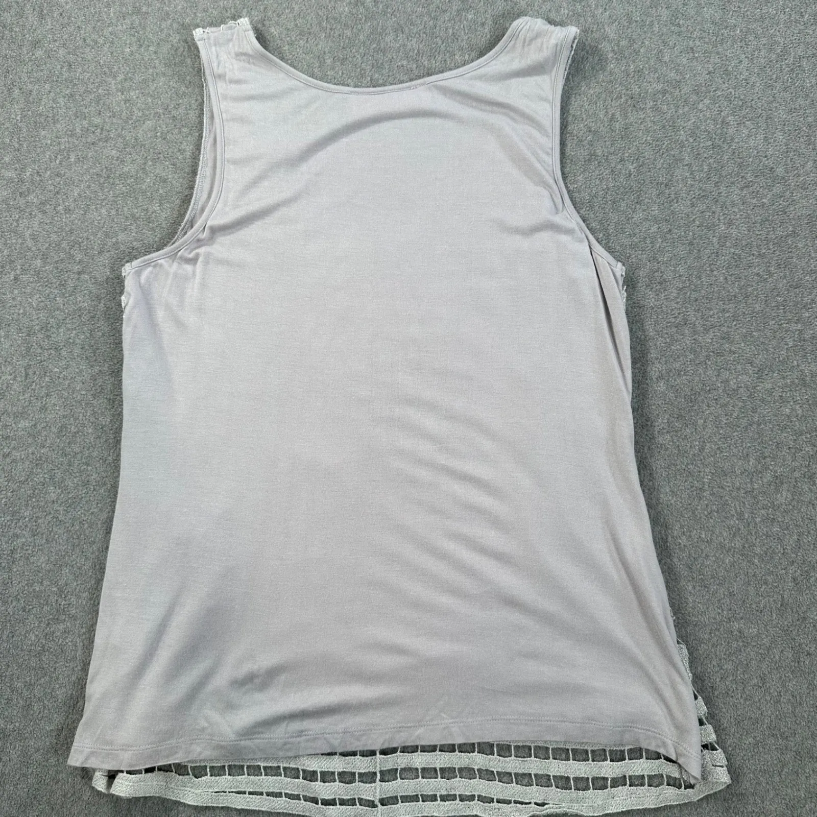 Pants Store Silver Lace Front Tank Top Women's Small Metallic Scoop Neck - Image 8