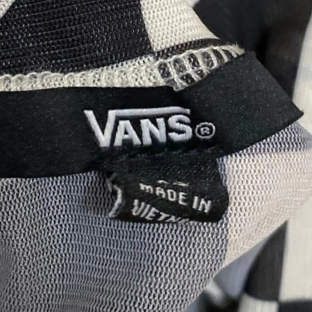 Vans Position Checker Women's Black White Checkered Mock Neck Mesh Top Size XS - Image 3