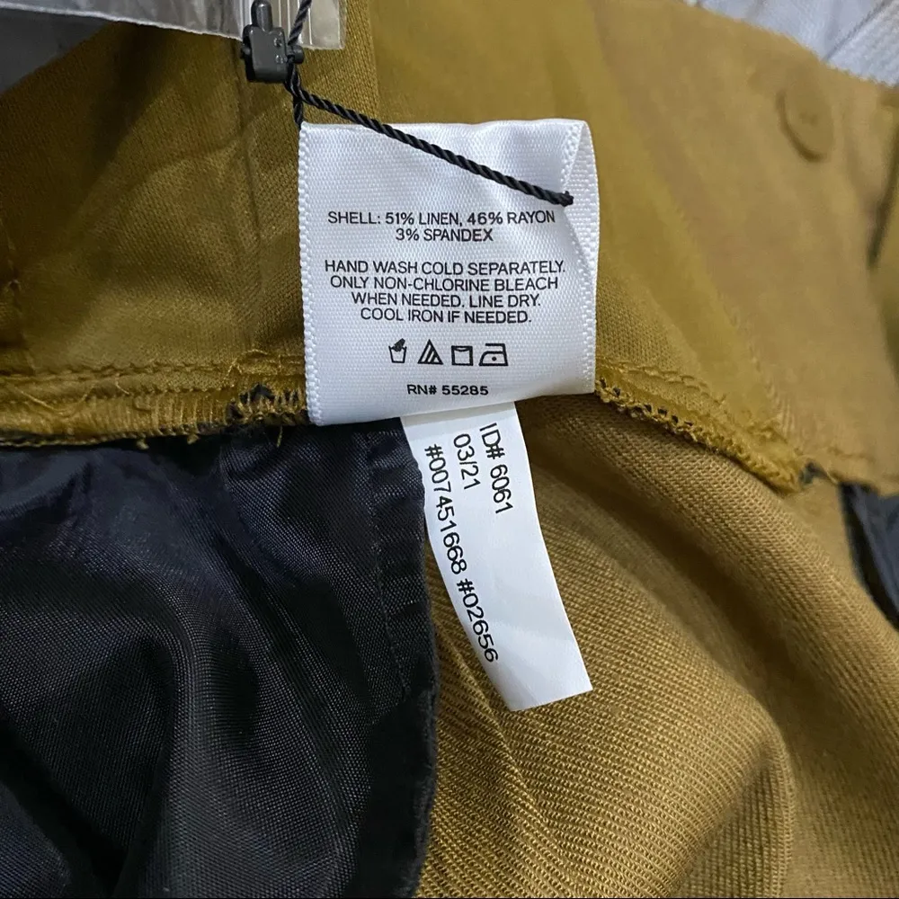 EXPRESS Dark Khaki Super High Rise Linen-Blend Paperbag Ankle Pant Size M - Image 10