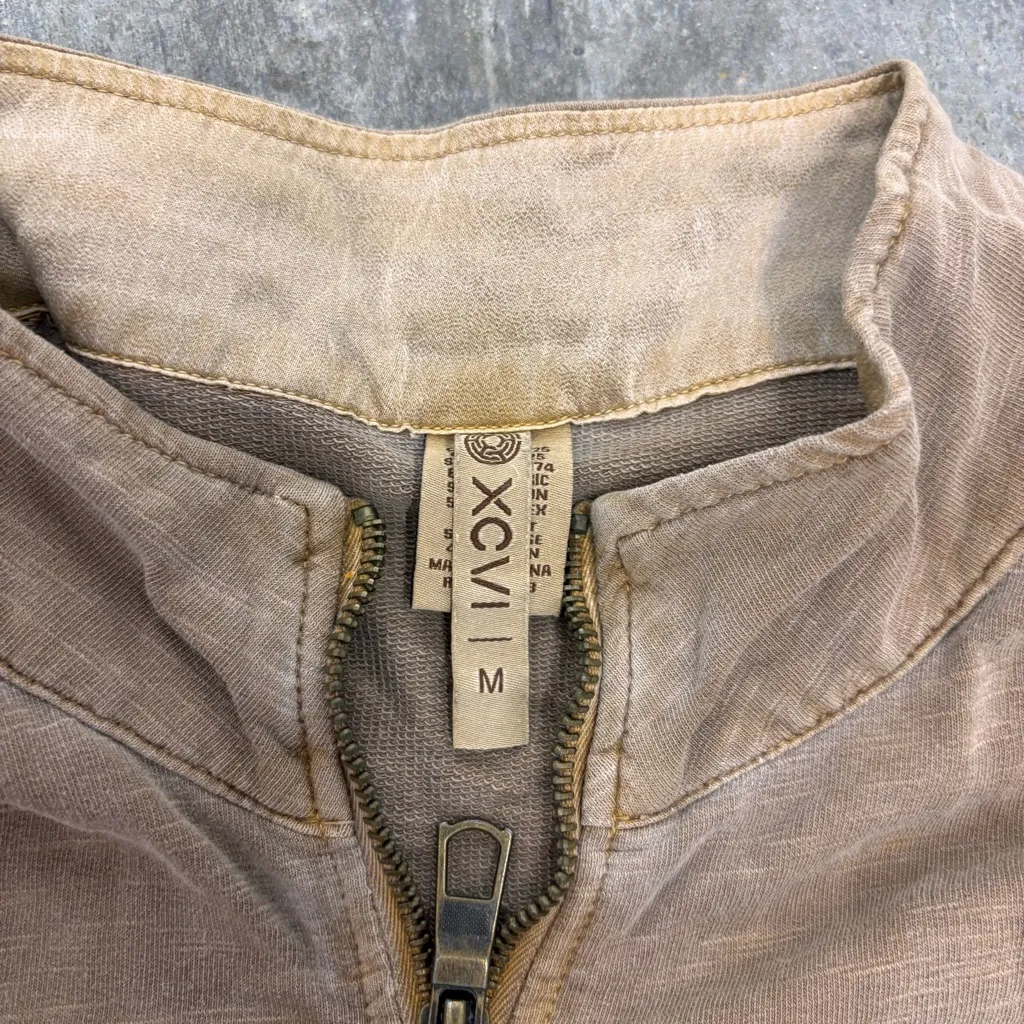 XCVI Zip Up Blazer Tan Womens Medium Boho Steampunk - Image 3