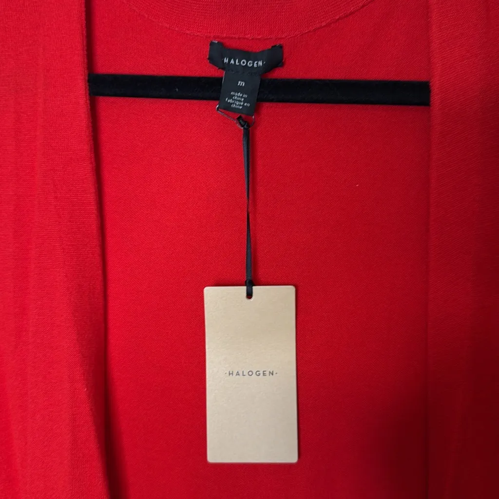 Halogen Cozy Longline Open Front‎ Cardigan in Red Chinoise - Medium - Image 5