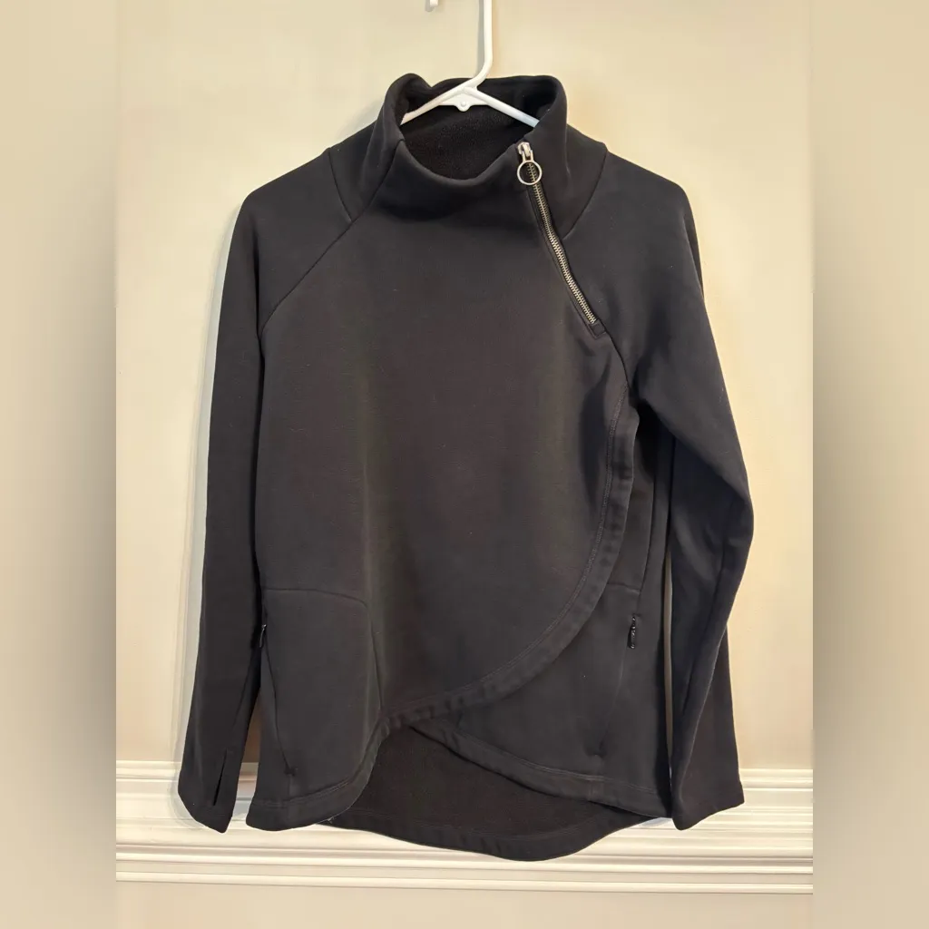 Athleta Black Asymmetrical Zip Jacket X-Small - Image 6
