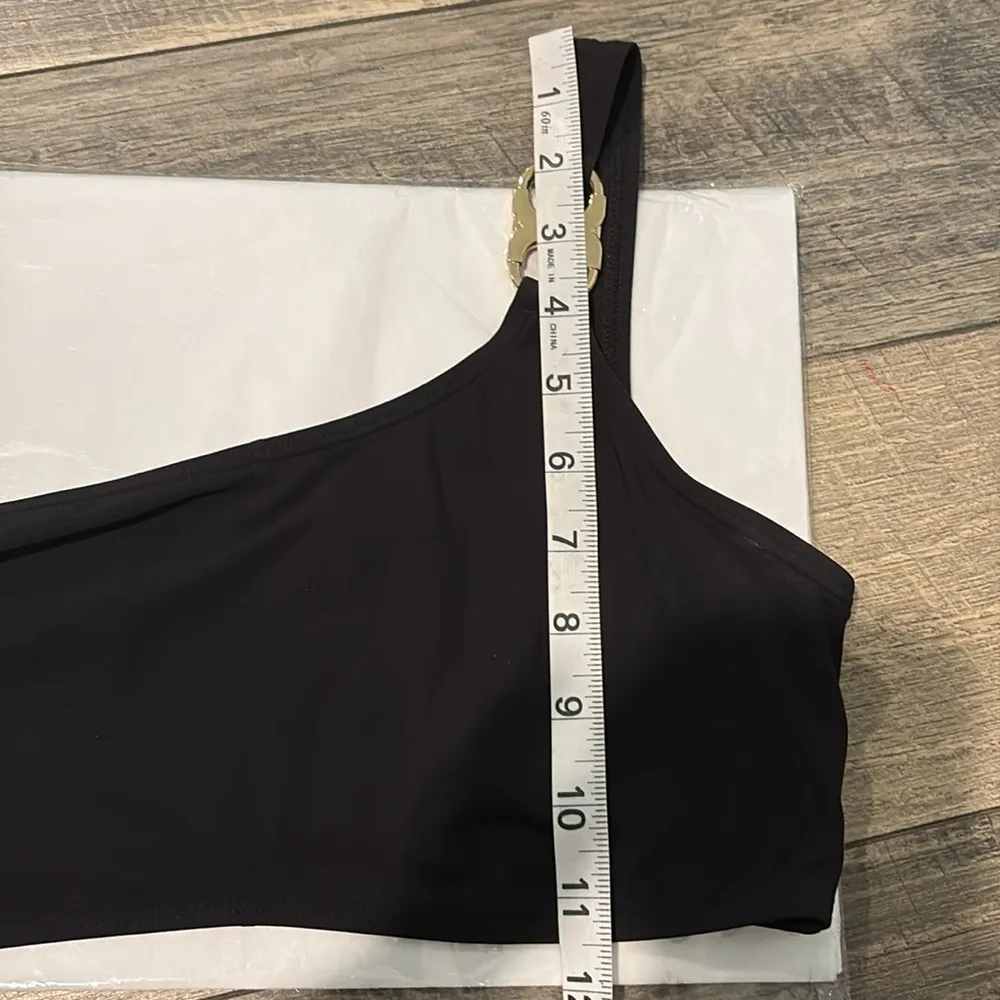 Tory Burch Gemini link one shoulder bikini top black gold small - Image 11