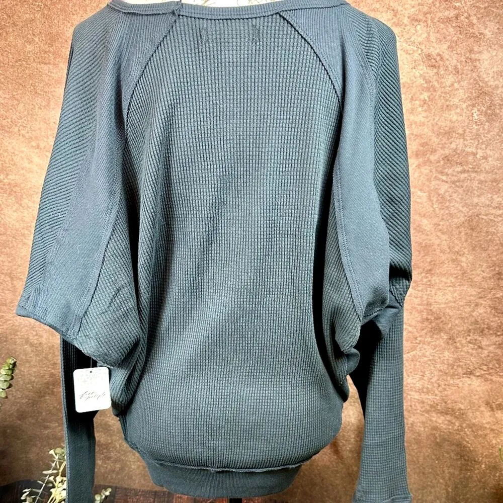 Free People Santa Clara Ribbed Oversized Top Charcoal Black S - Image 12
