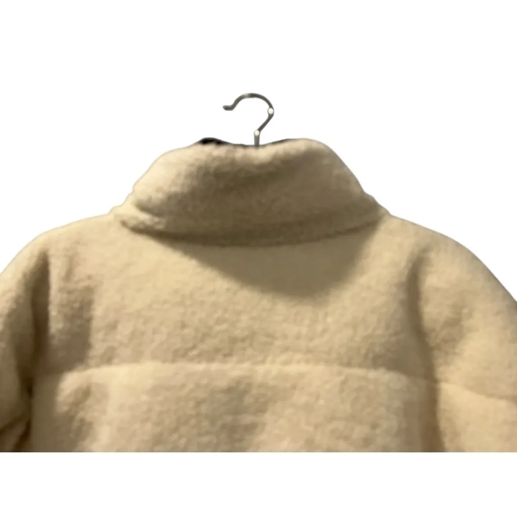 NVLT Anthropologie Berber Sherpa Puffer Jacket Size Medium Off White Lined Soft Black - Image 8