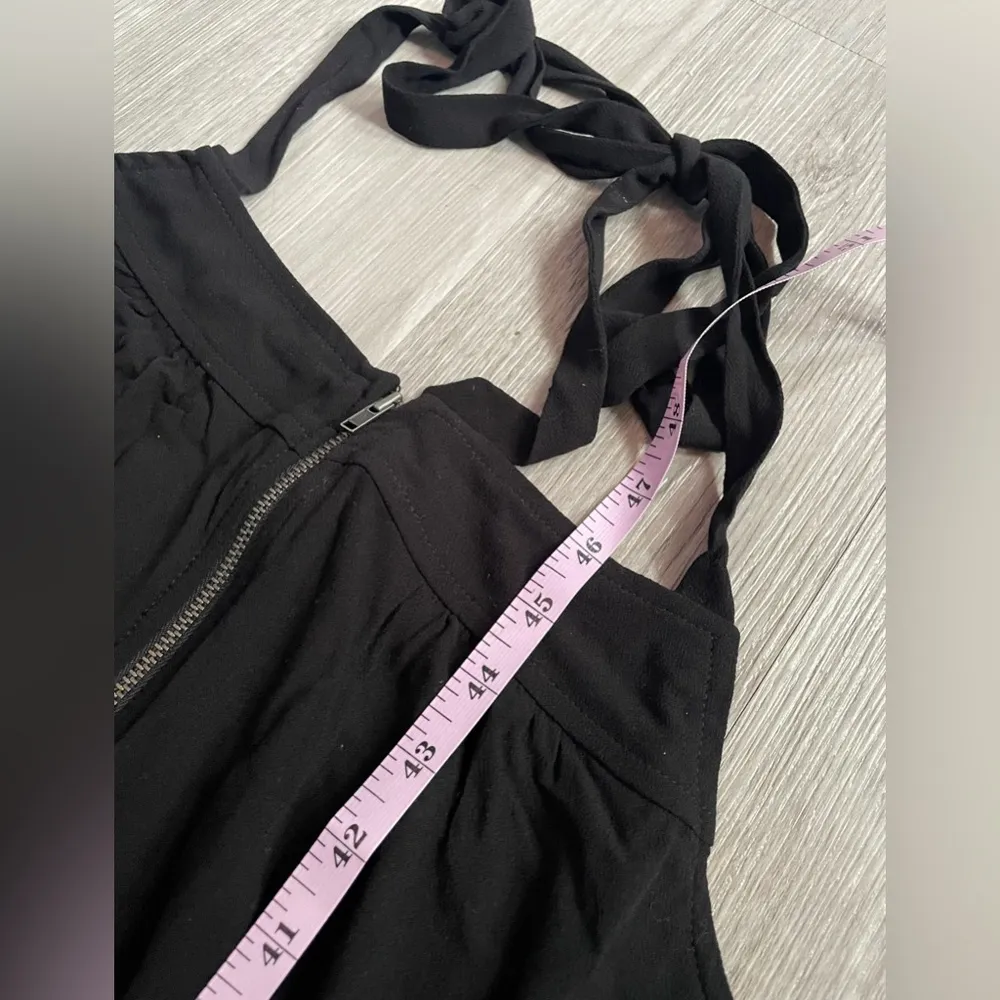 NWOT I Heart Halter Wide Leg Black Half Zip Jumpsuit size Medium - Image 5