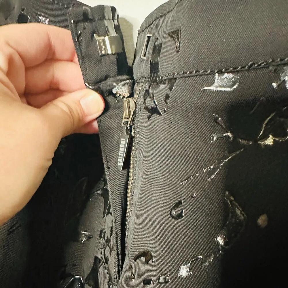 Gattinoni Jeanswear Black Denim Skirt Writing Graffiti Style Skirt Size 28 - Image 7