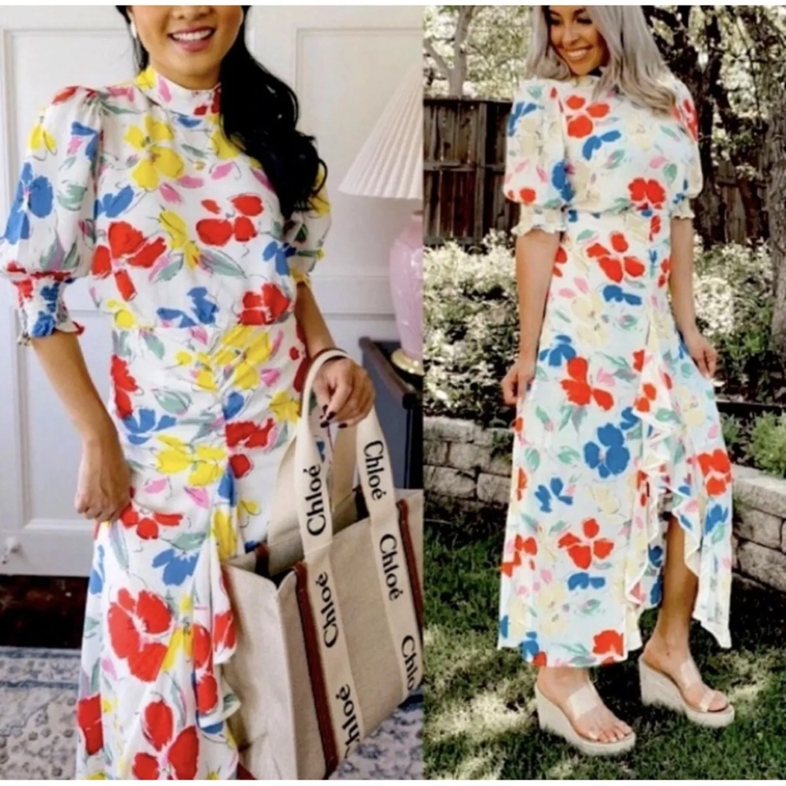 RIXO x Target Floral Mock Neck Cascade Ruffle Dress Floral NEW Size 16/18W PLUS Red - Image 14