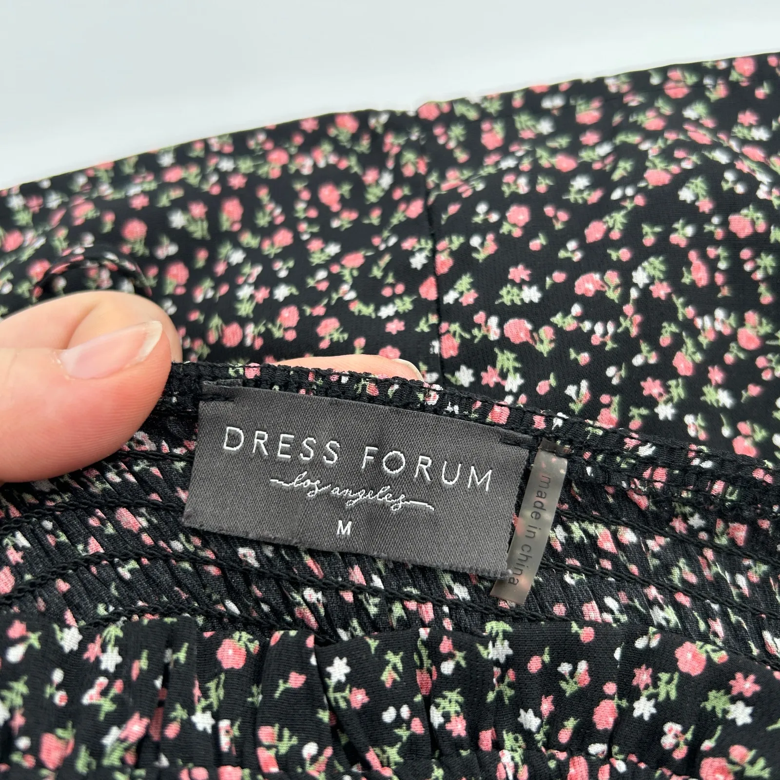 DRESS FORUM Babydoll Mini Dress Womens Medium Milkmaid Prairie Cottage Floral - Image 5