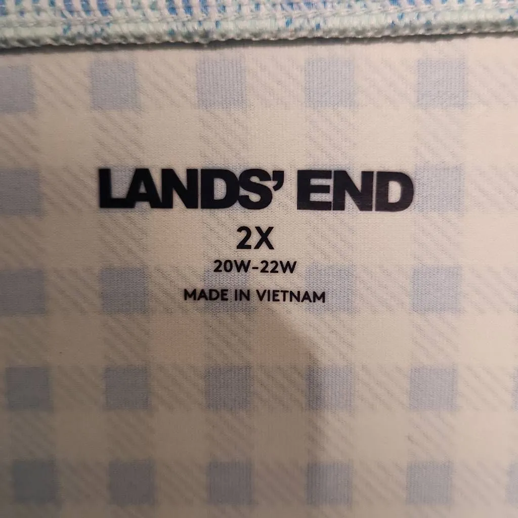 Lands End Womens 2x 20-22 Quarter Zip SWIM Cover Up Blue Checkered Modest - Image 2