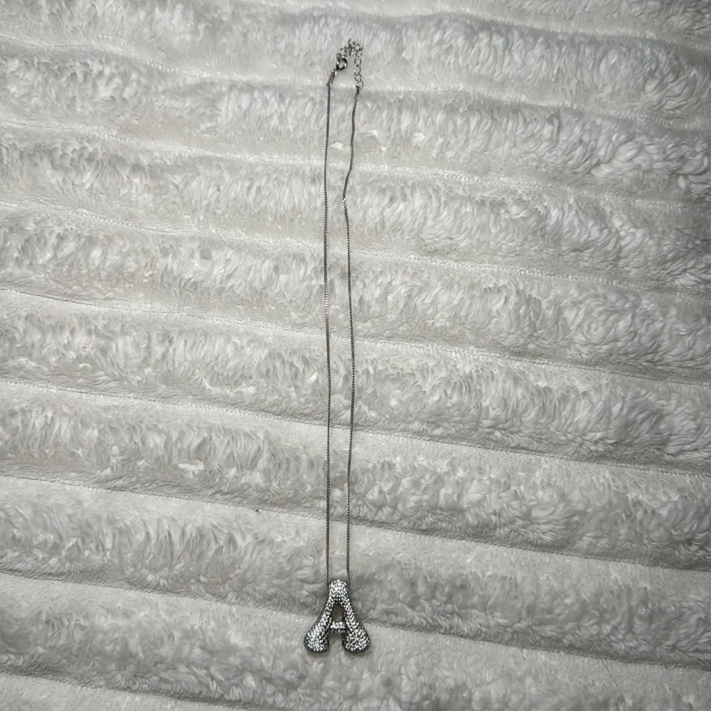Trendy Jumbo Letter A Necklace Silver - Image 4