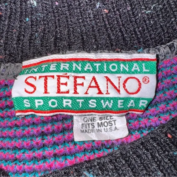 Vintage Southwestern Geometric Sweater One Size Fits Most Aztec 80s 90s Black Size undefined - Image 3