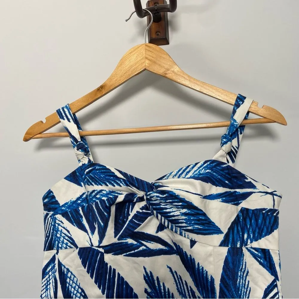 Jones New York Signature Aegean Dress Blue & White Leaf Print Coastal Cottage 8 - Image 2