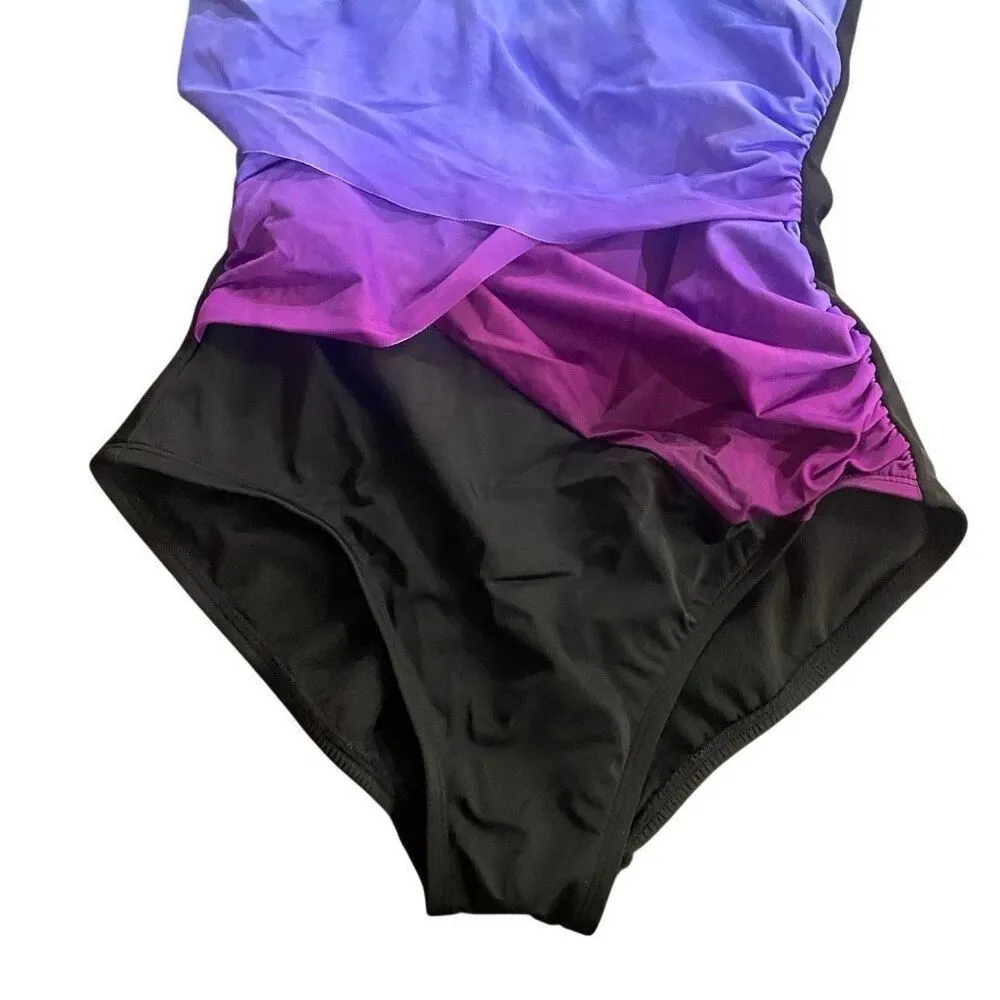 Miracle suit ombré color one piece bathing suit size medium Purple - Image 3