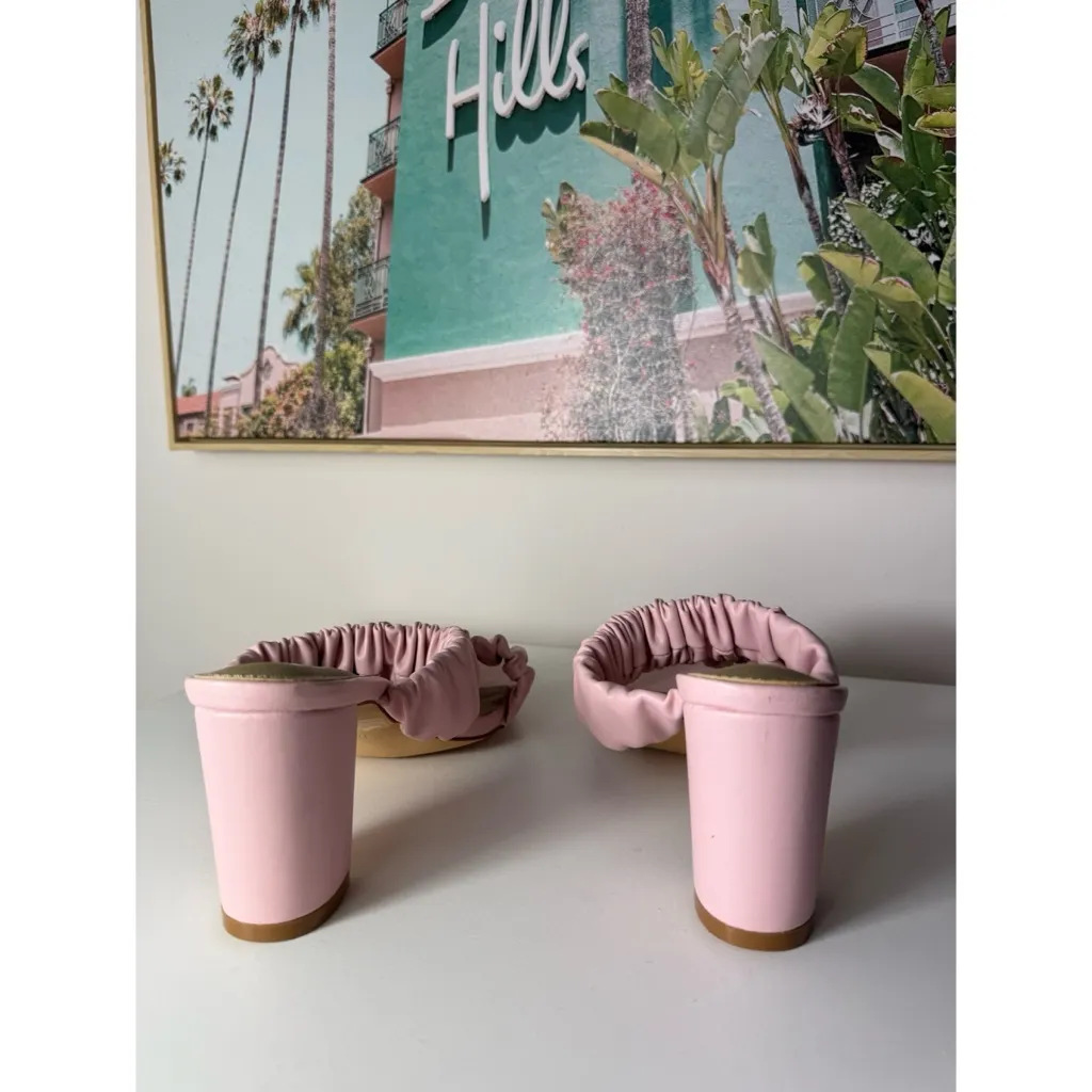 Ego Light Pink Faux Leather Scrunch Strap Block Heel Mules Sandals Slides Sz 11 - Image 5