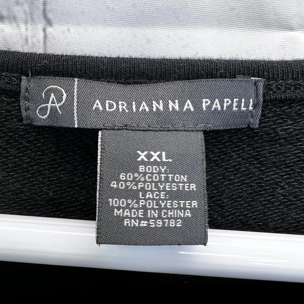 Adrianna Papell Crochet Lace Top XXL Black Long Sleeve Lightweight Boxy Neutral - Image 5